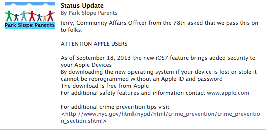 NYPD Encourages Apple Device Owners to Update to iOS 7 [Photo]