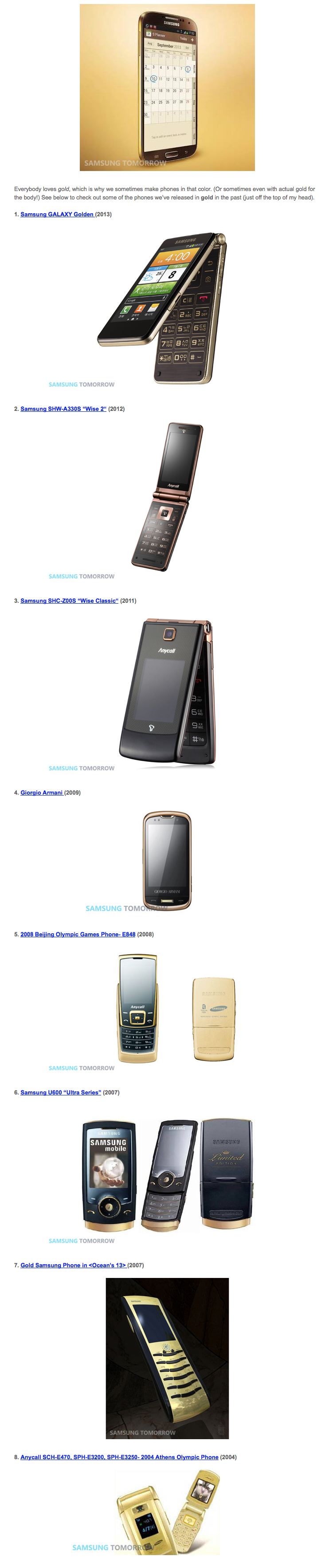 Samsung Posts &#039;Golden&#039; History of Samsung Phones to Silence Critics