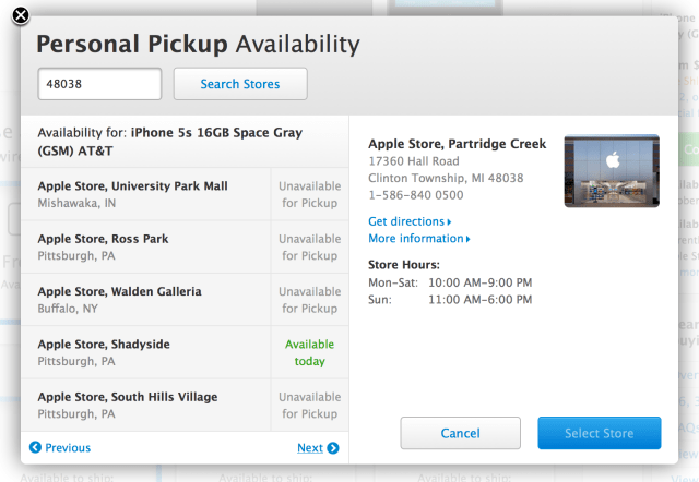 Apple is Again Offering In-Store Pickup of the iPhone 5s