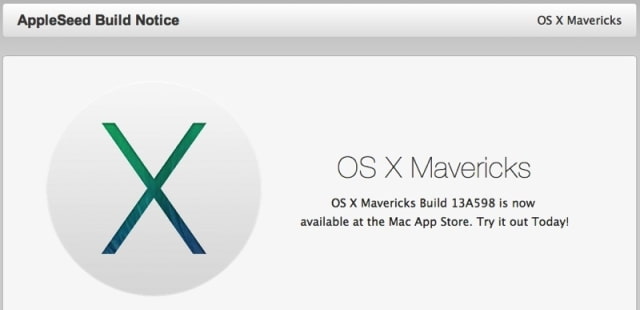 Apple Seeds New Build of OS X Mavericks to AppleSeed Members