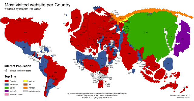 The World&#039;s Most Visited Websites By Country [Map]