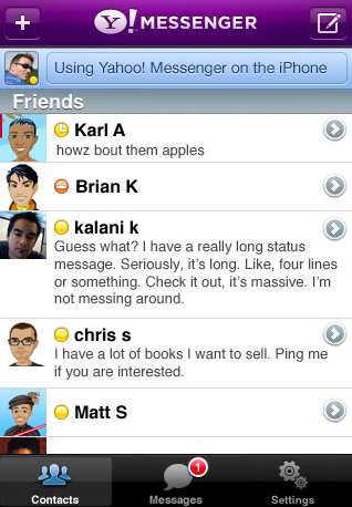 Yahoo Messenger for iPhone Now Available