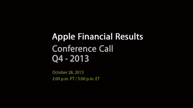 Apple Announces Its FY 13 Fourth Quarter Results Conference Call