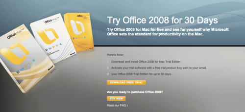 Versão Experimental do Microsoft Office 2008 para Mac