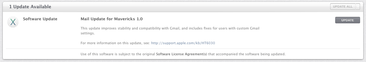 Apple Releases &#039;Mail Update for Mavericks 1.0&#039; to All Users [Download]