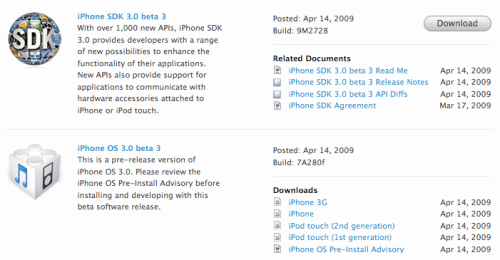 Apple Seeds iPhone 3.0 Beta 3 to Developers [Update]