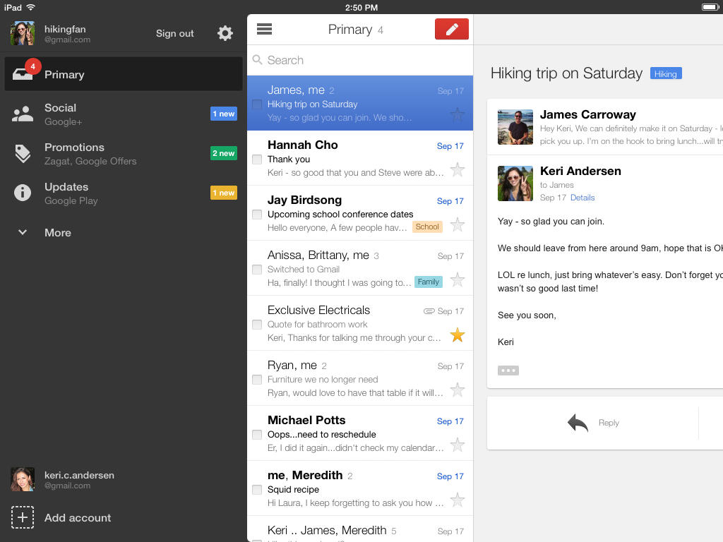 Gmail App Gets a Visual Update for iOS 7, Major Improvements for iPad