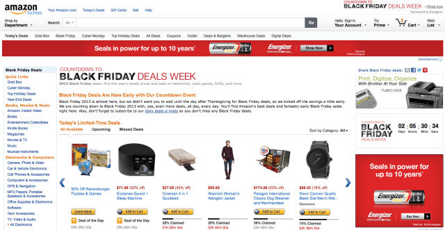 Amazon Announces Black Friday Specials, New Deals Every 10 Minutes