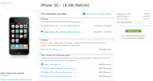 AT&amp;T Now Selling Refurb 16GB iPhone 3G for $149