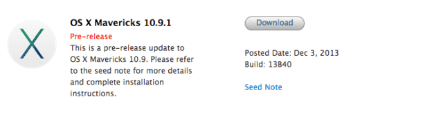 Apple Seeds New OS X 10.9.1 Mavericks Build 13B40 to Developers for Testing