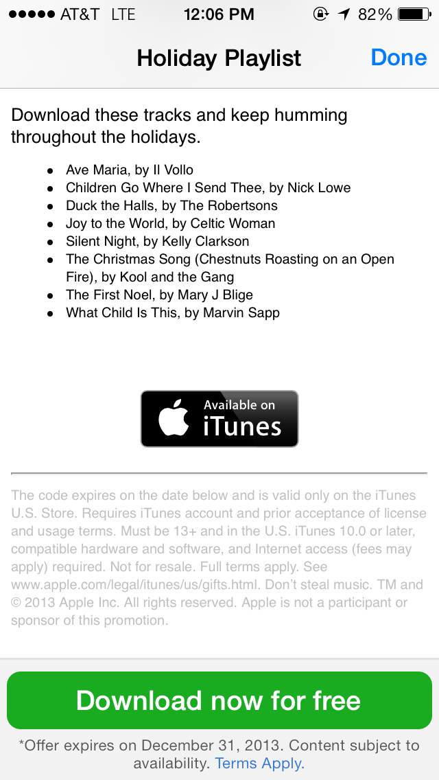 Apple is Giving Away a Free Holiday Playlist via the Apple Store App