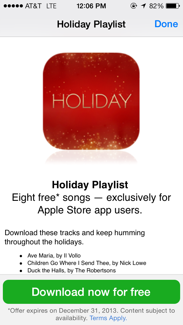 Apple is Giving Away a Free Holiday Playlist via the Apple Store App