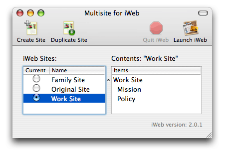 Multisite for iWeb 2.1 Now Available