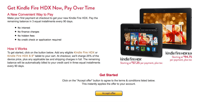 Amazon is Now Letting Customers Pay Over Time for its Kindle Fire HDX Tablets