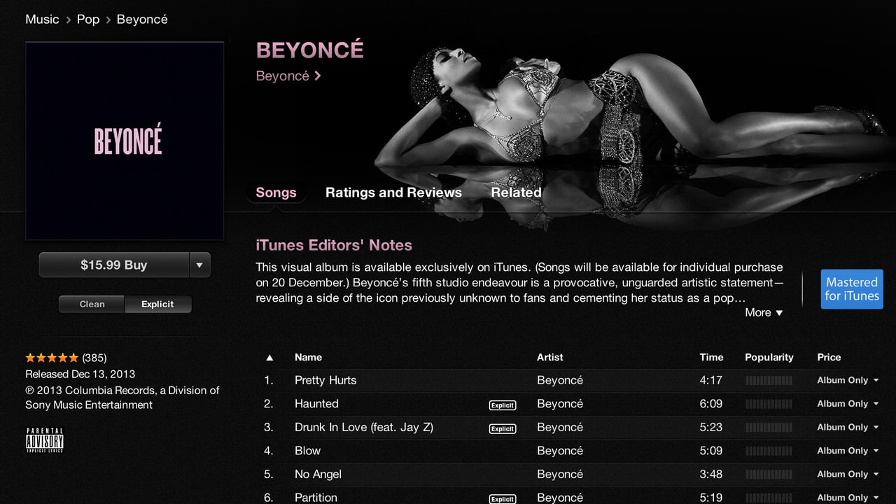 Beyonce Shatters iTunes Store Records Selling 828,773 Albums in 3 Days ...