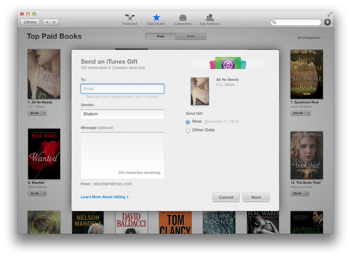 You Can Now Gift iBooks on OS X and iOS