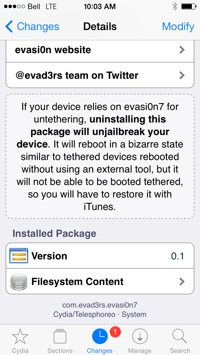Evasi0n 7.x Untether 0.2 Released in Cydia