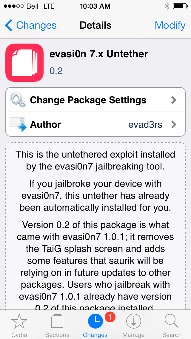 Evasi0n 7.x Untether 0.2 Released in Cydia