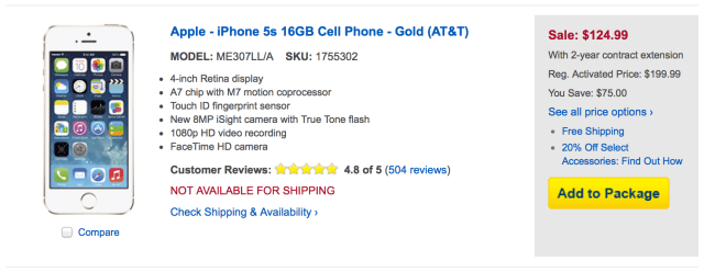 Best Buy Discounts iPhone 5s to $124.99, iPhone 5c to $0