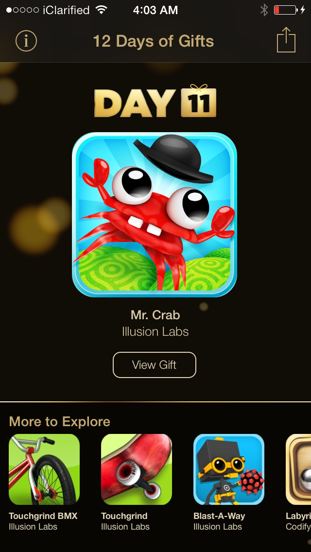 Apple&#039;s 12 Days of Gifts Day 11: Free Mr. Crab Game From Illusion Labs