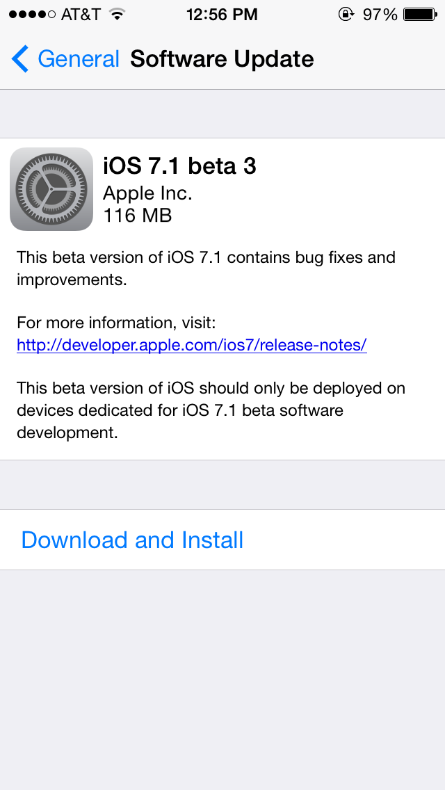 A terceira versão beta do iOS 7.1 já está disponível para programadores