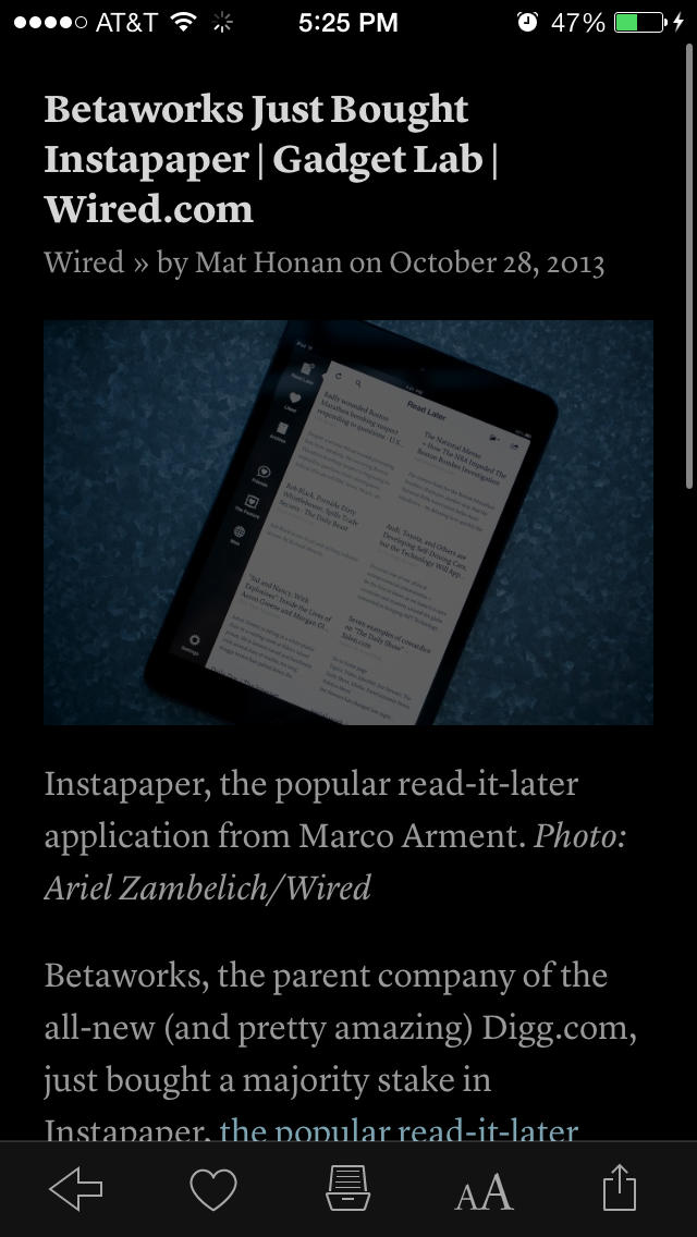 Instapaper Gets Updated With Swipe &amp; Tap Page Navigation, Other Improvements