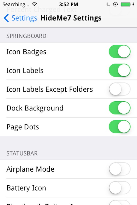 HideMe7 Tweak Lets You Hide iOS 7 UI Elements