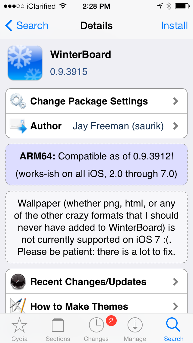 Winterboard Update Resolves Status Bar Issues