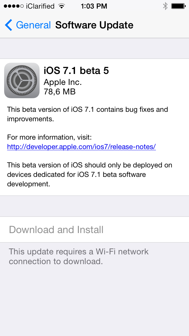Apple Releases iOS 7.1 Beta 5 to Developers for Testing