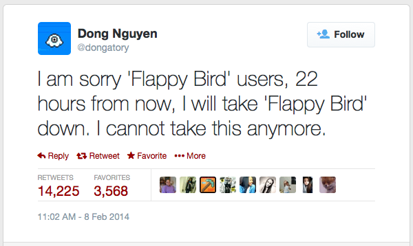 Flappy Bird Creator Says He is Pulling the Game From the App Store Tomorrow