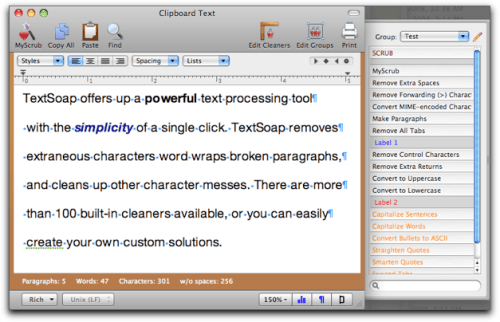 unmarked software Releases TextSoap 6.2.1