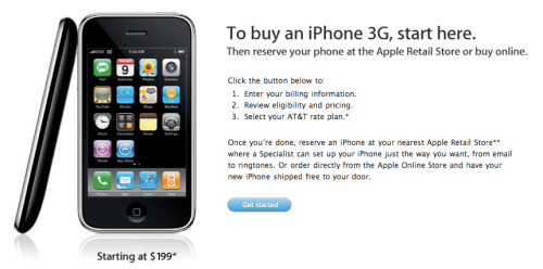 Apple Now Selling iPhone 3G Online