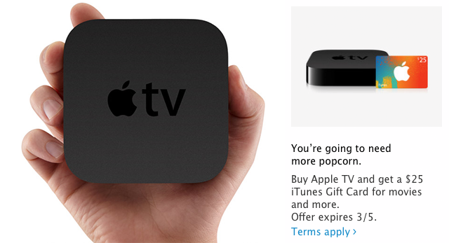 Apple Offers Free $25 iTunes Card With Purchase of Apple TV Ahead of Rumored Update