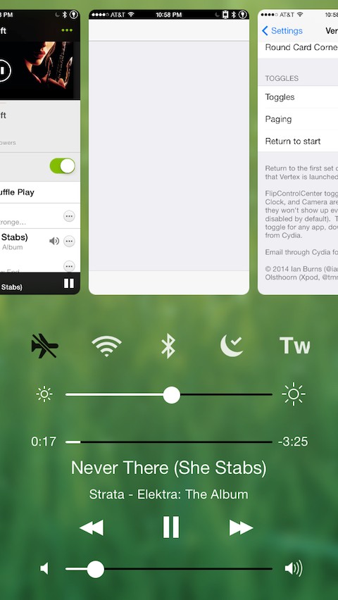 Vertex Tweak Combines Control Center and the Multitasking App Switcher