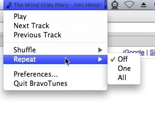 BravoTunes Displays iTunes Track Info in Status Bar