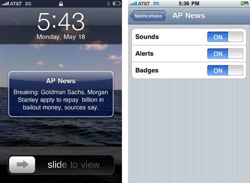 iPhone Push Notification Screenshots