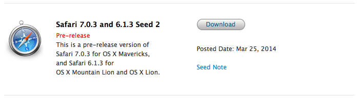 Apple Releases Safari 7.0.3 and 6.1.3 Seed 2 to Developers for Testing