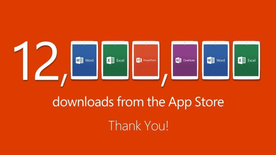 Microsoft Announces Over 12 Million Office for iPad Apps Downloads Already