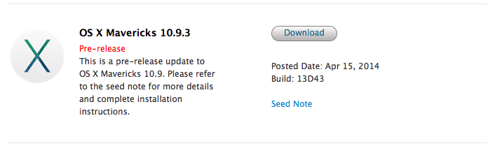 Apple Seeds Developers With New Build of OS X Mavericks 10.9.3