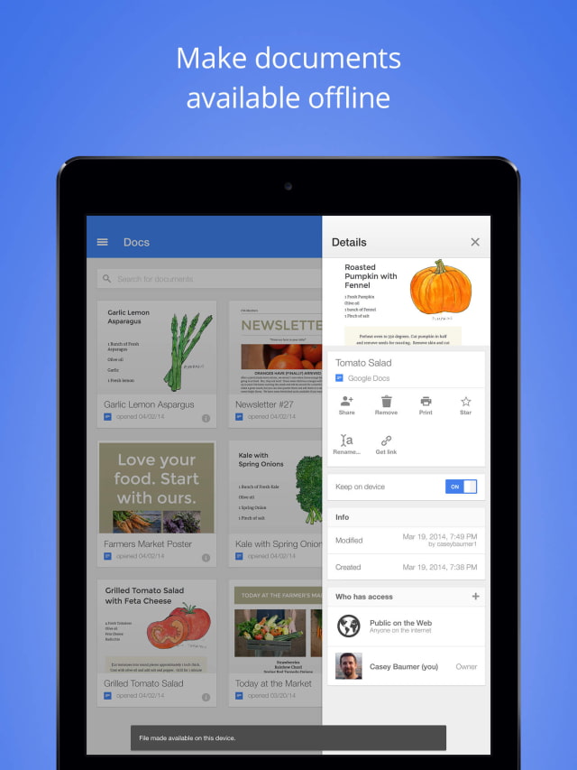 Google Docs App Released for iOS