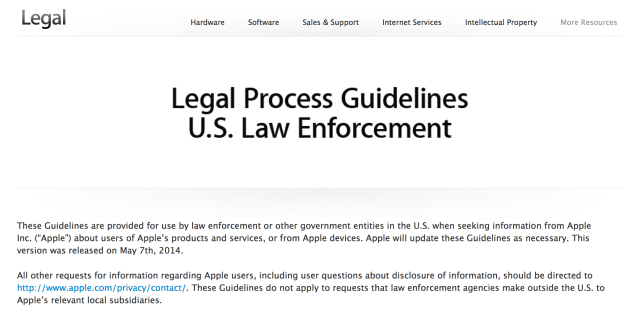 Apple Publishes New Legal Process Guidelines for U.S. Law Enforcement