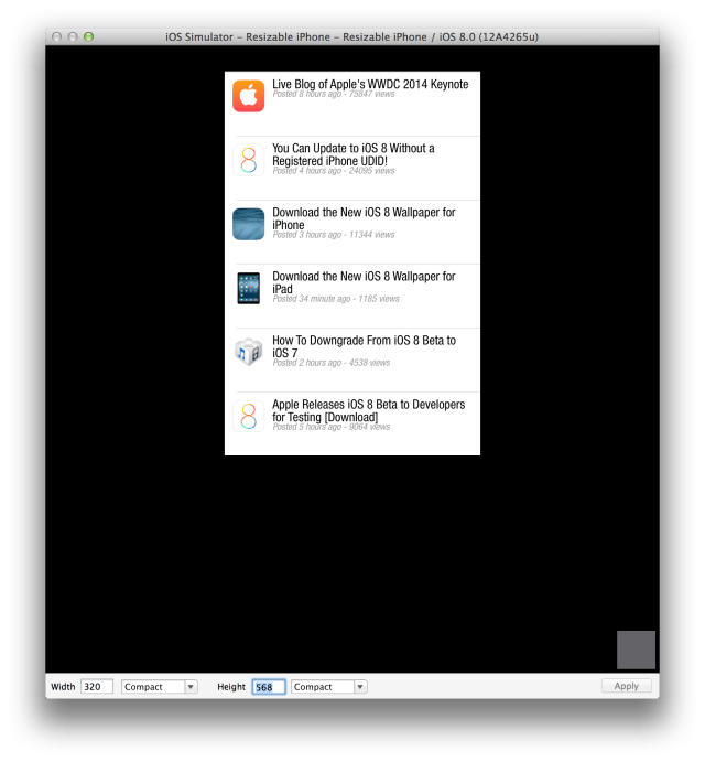 Xcode 6 Beta Features Resizable Simulators Hinting at Larger iPhones and iPads