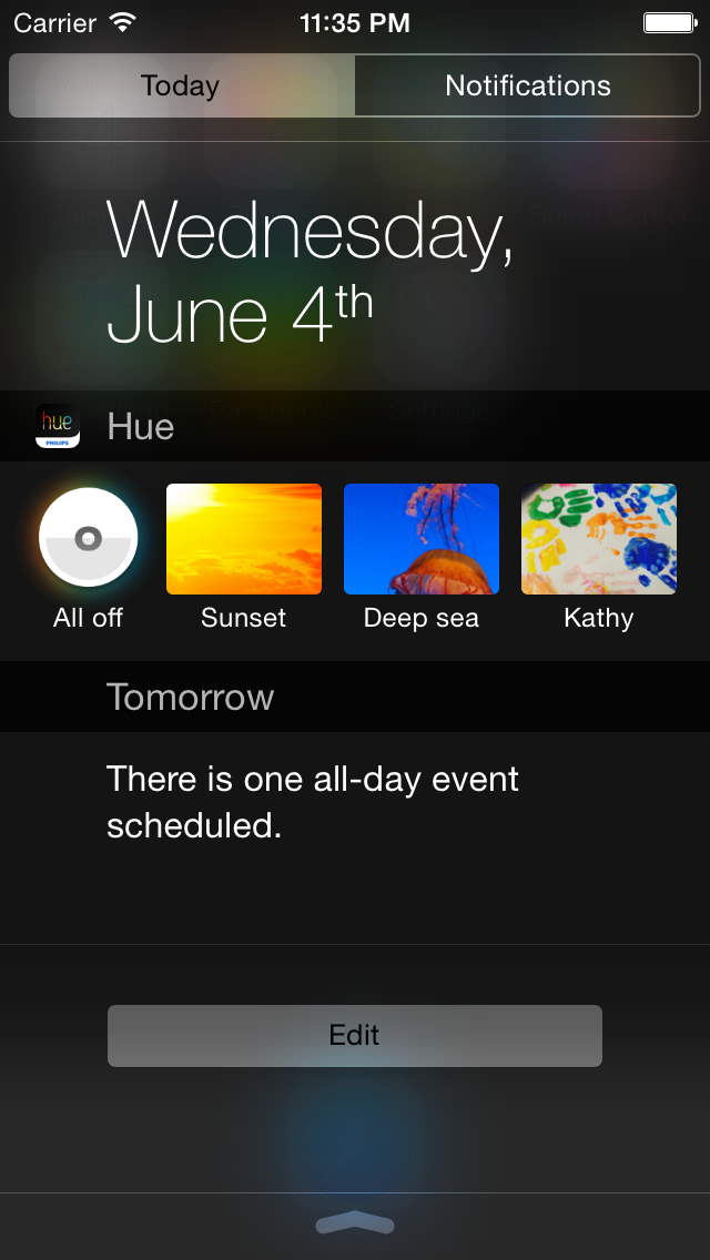 Philips Teases Hue Notification Center Widget for iOS 8 [Image]