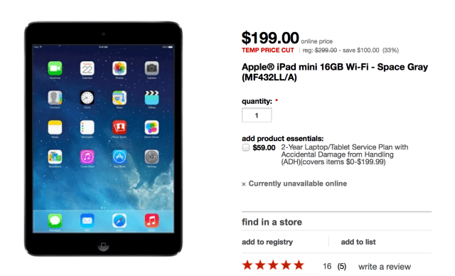 Target Discounts Non-Retina Wi-Fi iPad Mini to $199 for Father&#039;s Day