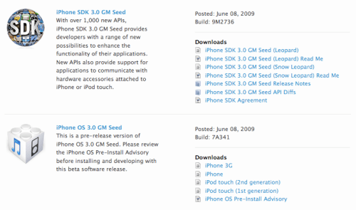 Apple Seeds iPhone 3.0 Gold Master to Developers With WARNING