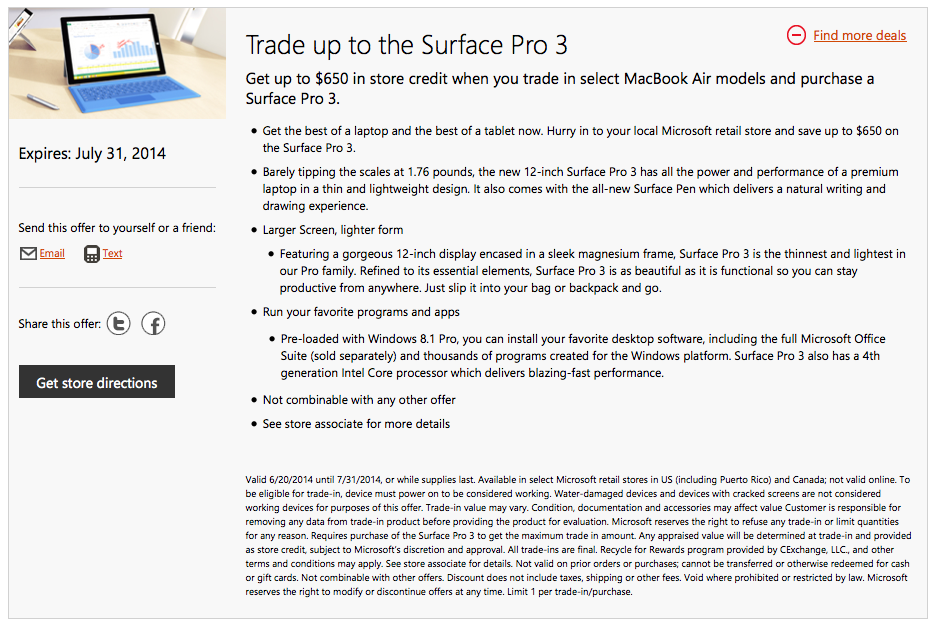 Microsoft Offers $650 to Users Who Trade-In MacBook Air for Surface Pro 3 Tablet