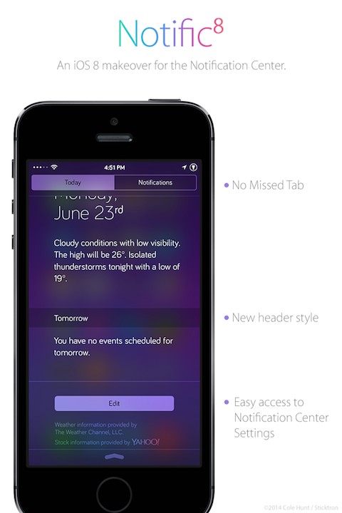 Notific8 Tweak Brings the iOS 8 Notification Center to iOS 7