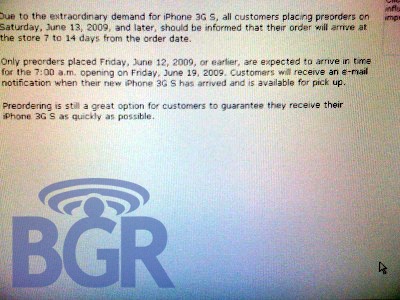 AT&amp;T is Sold Out of Pre-order iPhone 3G S Units