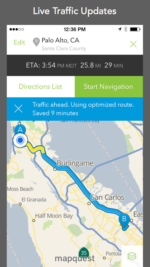 MapQuest Navigation App Gets More Accurate ETAs, Airport Maps, Ballpark Guides, More