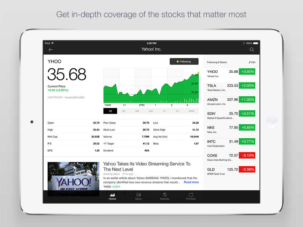 Yahoo Finance App for iPhone and iPad Updated With New Design - MacRumors